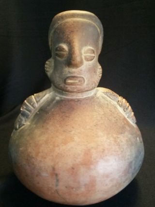 Primitive Tribal Colima Shaman Chancay Face Jug Vessel Antique Pre Columbian? photo