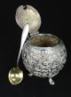 Magnificent Antique Victorian Sterling Silver Teapot Shape & Spoon Salt Cellar Salt Cellars photo 3