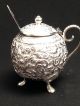 Magnificent Antique Victorian Sterling Silver Teapot Shape & Spoon Salt Cellar Salt Cellars photo 8