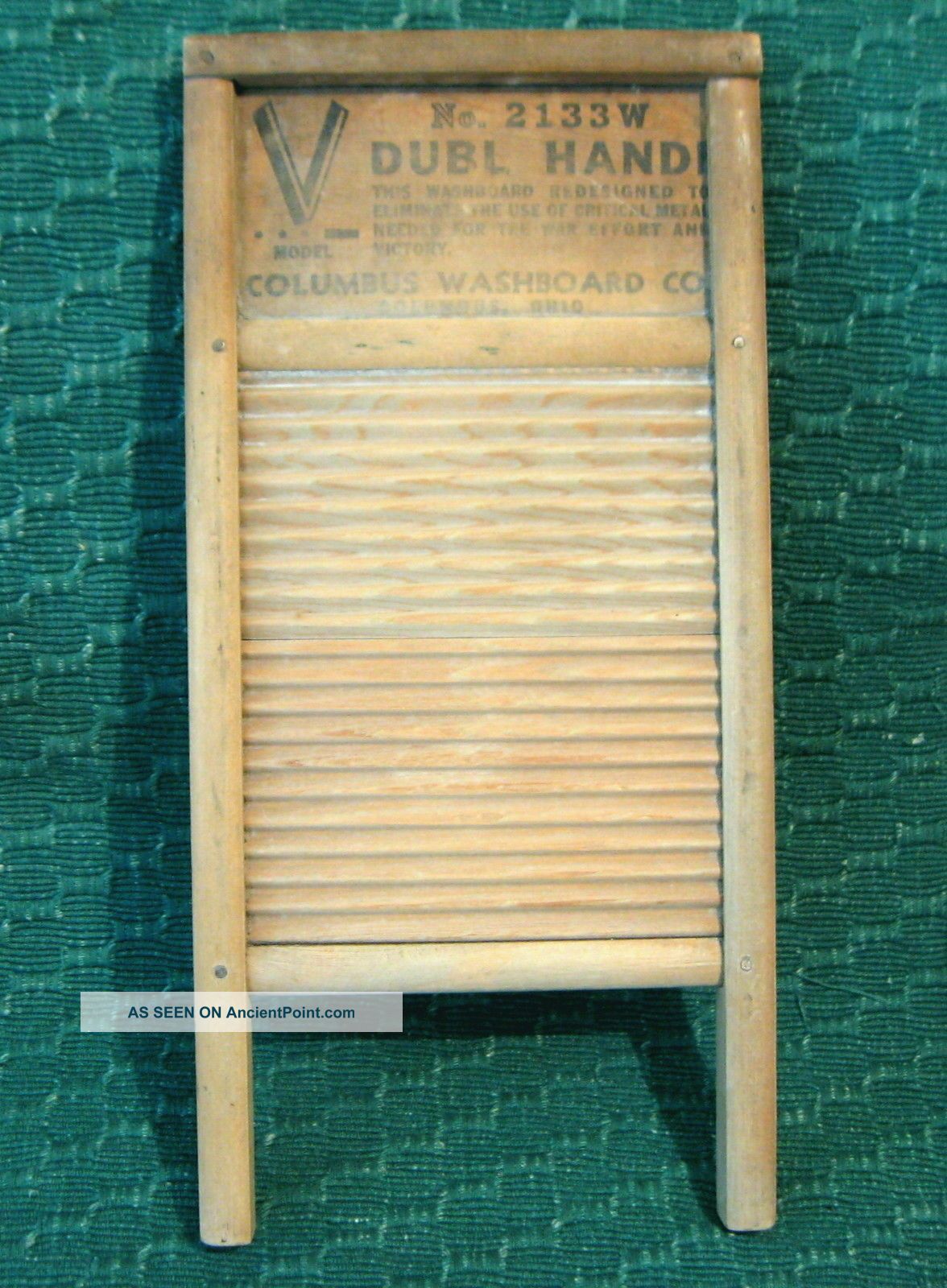 Vintage Dubl Handi No.  2133w Wood Washboard Wwi Or Wwii Victory Wash Board Other Antique Woodenware photo