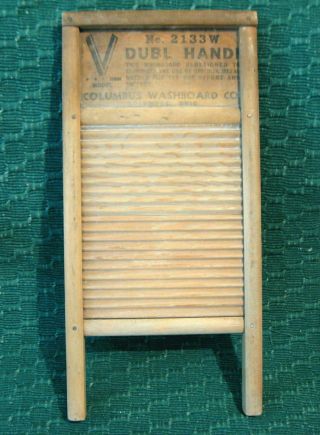 Vintage Dubl Handi No.  2133w Wood Washboard Wwi Or Wwii Victory Wash Board photo