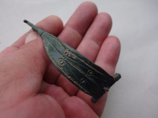 Ancient Roman Bronze Engraved Brooch photo