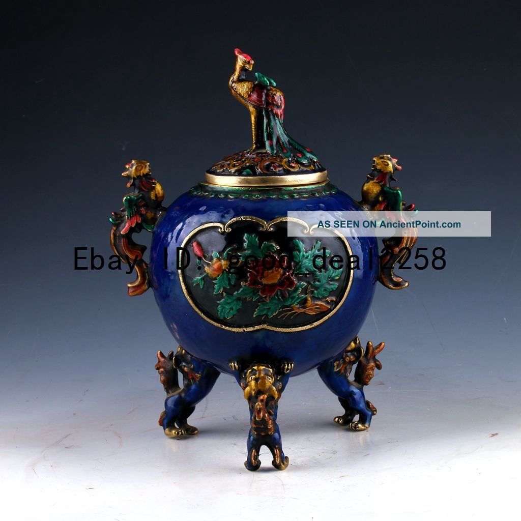 Chinese Hand - Work Carved Incense Burner W Phoenix Lid Incense Burners photo