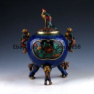 Chinese Hand - Work Carved Incense Burner W Phoenix Lid photo