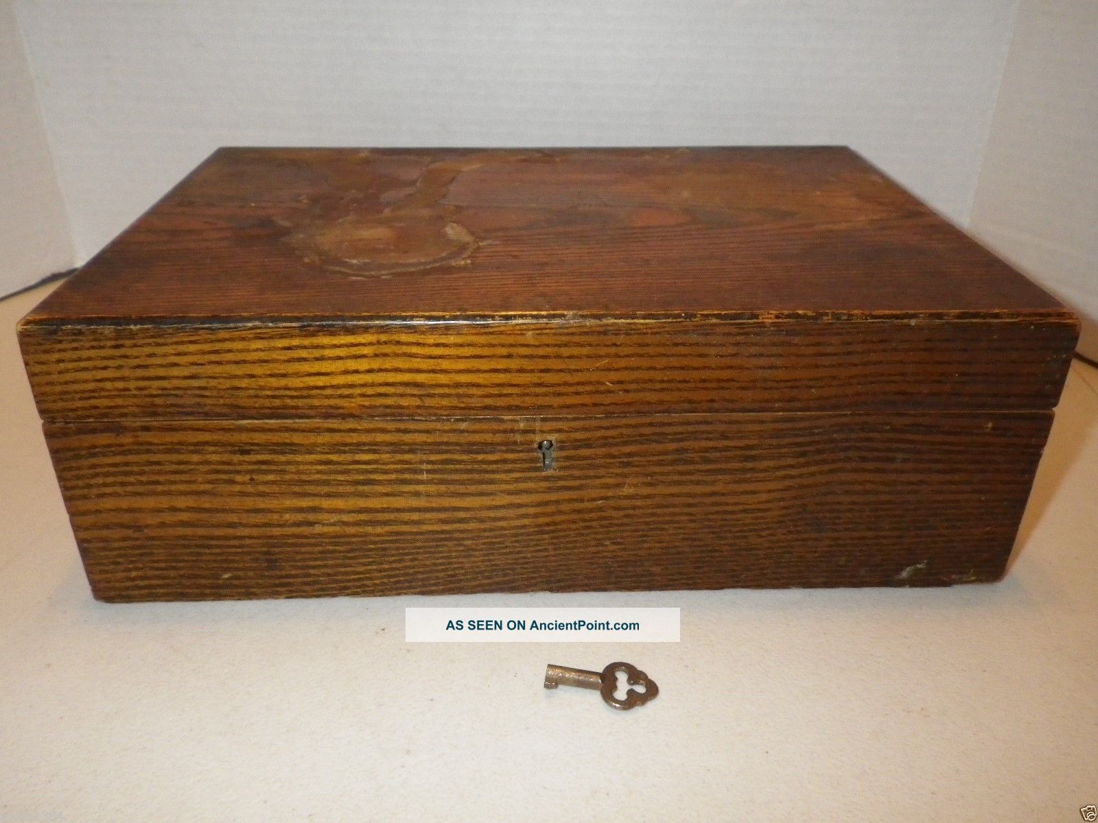 1800 ' S Antique Wood Wooden Portable Folding Travel Lap Writing Desk Box W/ Key 1800-1899 photo