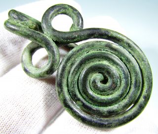 Very Rare Celtic / Bronze Age Bronze Coiled/ Spectacle Fibula / Brooch - 1781 photo