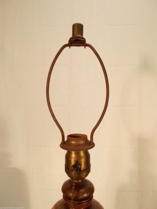 Mid Century Modern 3color Teak Oak Walnut Wood Brass Light Lamp Prof Rewired photo
