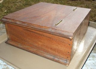 Early Walnut Document Keepsake Jewerly Box Desk Article Hinge Top Brad Nailed photo