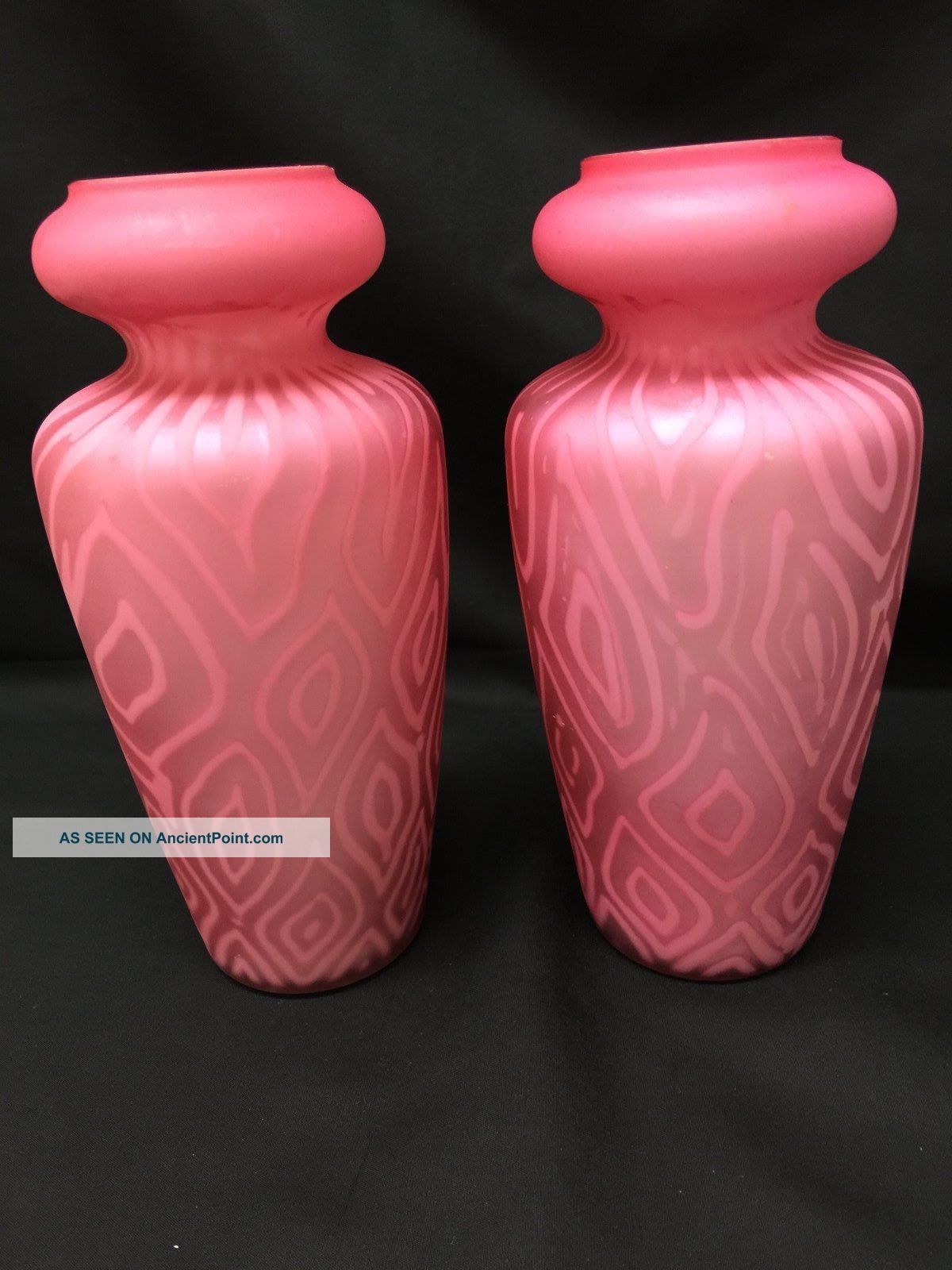 Pink Antique Satin Glass Vases