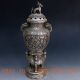 Chinese Hand Carved Silver Copper Louts Incense Burner W Foo Dog Lid Incense Burners photo 6