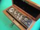 Antique Jewelers / Apothecary Weights - Mahagony Box With Key Scales photo 9