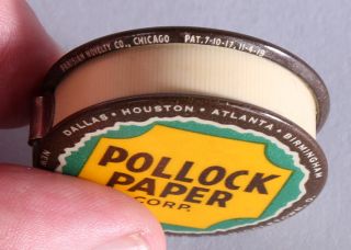 Pollack End Labels Advertising Celluloid Retractable Tape Measure 1930s Antique photo