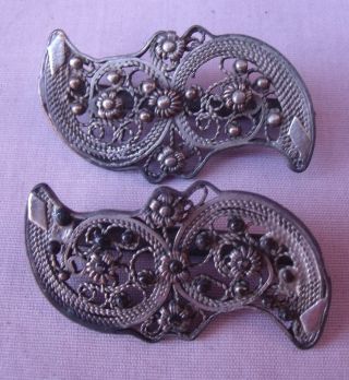 2 Antique Victorian Dress Shoe Hat Belt Sew - On Slide Ornaments Wire And Steels photo