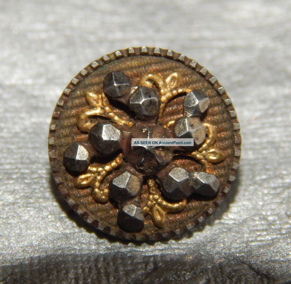 Antique Victorian Metal Button With Cut Steel & Brass 706a Buttons photo