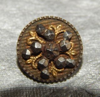 Antique Victorian Metal Button With Cut Steel & Brass 706a photo