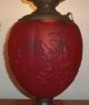 Antique Pittsburg Red Poppy Glass Gwtw Converted Hurricane Lamp Lamps photo 1