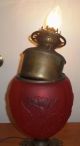 Antique Pittsburg Red Poppy Glass Gwtw Converted Hurricane Lamp Lamps photo 2
