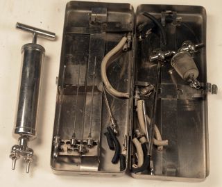 Antique - Medical - Hypodermic - Syringe? Kit In Case With Double Attachment - 1920s - Mdx photo