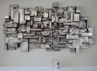 Large Silver Brutalist Abstract Art Wall Sculpture Jere Paul Evans Wood Nevelson photo