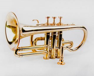 Musical Instrument Newly Brass Made Antique Style Pocket Trumpet Cornet Hc 043 photo