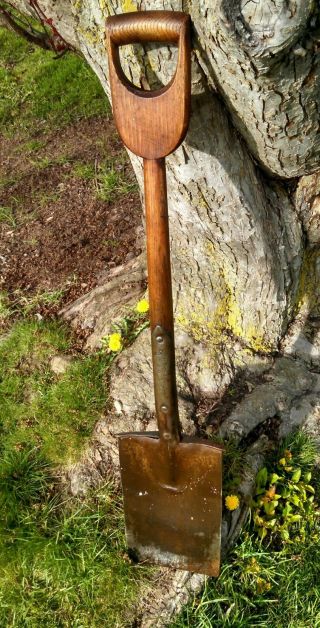 Antique Wood D - Handle Shovel Buffalo Steel Head 2 Coal Tool photo