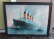 Antique Vintage Ticket Office Cunard Rms Aquitania Tin Litho Steamship Ship Sign Plaques & Signs photo 8