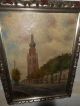 Old Oil Painting,  { Church With Trees,  Is Signed,  Great Frame,  And Antique }. Other Antique Decorative Arts photo 1