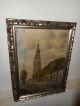 Old Oil Painting,  { Church With Trees,  Is Signed,  Great Frame,  And Antique }. Other Antique Decorative Arts photo 2