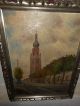 Old Oil Painting,  { Church With Trees,  Is Signed,  Great Frame,  And Antique }. Other Antique Decorative Arts photo 3