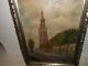 Old Oil Painting,  { Church With Trees,  Is Signed,  Great Frame,  And Antique }. Other Antique Decorative Arts photo 5