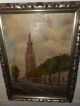 Old Oil Painting,  { Church With Trees,  Is Signed,  Great Frame,  And Antique }. Other Antique Decorative Arts photo 6