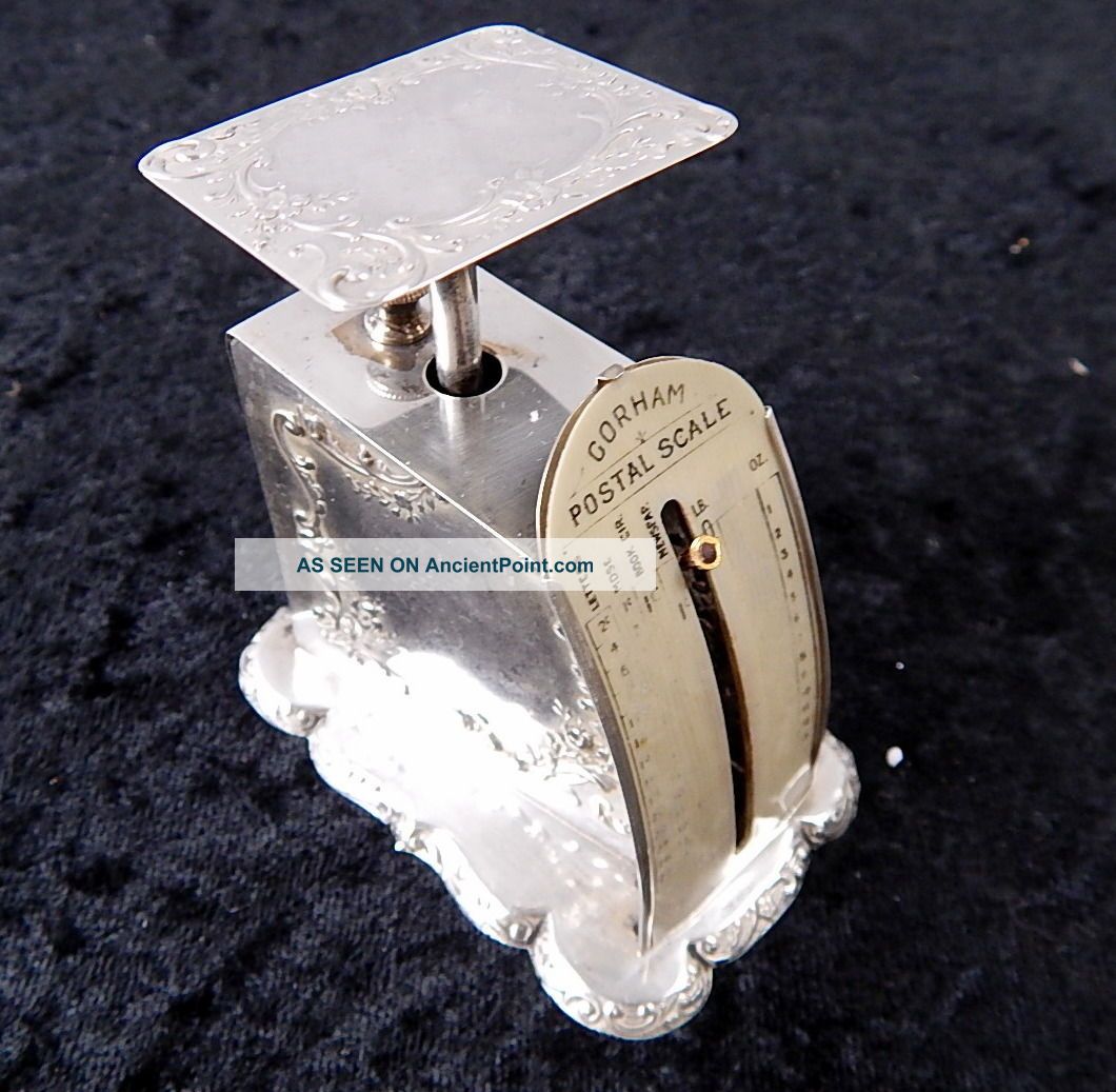 Antique Art Nouveau Gorham Sterling Silver Postal Scale Engraved 1896 Scales photo