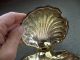 Rare Vintage Silver Plated Oyster Shell Condiment Bowl With Attached Shell Lid Bowls photo 4