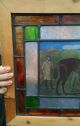 Vintage Victorian Style Architectural Litho Stained Glass Opaque Window Horse 1900-1940 photo 2