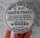Antique,  Ca 1880 ' S Through 1914 Woods ' Chemist Tooth Paste Jar Crock Box Pot Lid Bottles & Jars photo 1