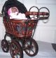 Antique Small Doll Buggy / Pram Wicker,  Metal Canvas Carriage W/doll Baby Carriages & Buggies photo 1