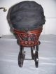 Antique Small Doll Buggy / Pram Wicker,  Metal Canvas Carriage W/doll Baby Carriages & Buggies photo 3
