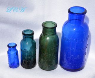 Unusual Teal Blue Colored Bromo Seltzer Antique Head Ache Cure Bottle photo