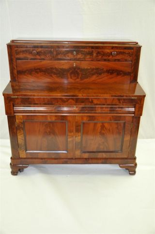 Colonial Federal Empire Secretary Desk Flame Mahogany With Provenance C 1800 ' S photo