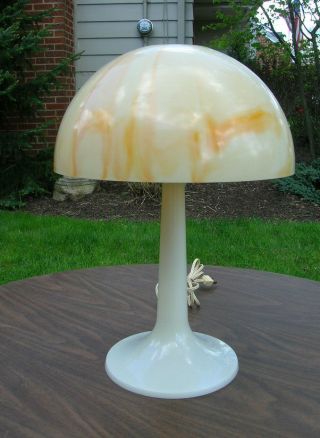 Mid Century Mushroom Lamp Gilbert Softlite Retro Vintage Marbled Orange photo