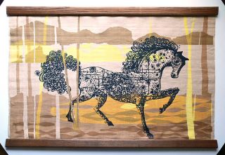 Vtg Mid - Century Horse Silkscreen Wall Art Jerry And Evelyn Ackerman Ross Littel photo