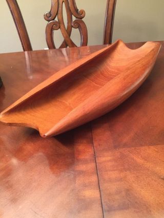 Vtg Mid Century Carved Teak Form Sculpture Bowl Finn Juhl Dansk Era Large photo