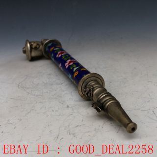 Collectible Decorated Cloisonne Handwork Flower Smoking Pipe 2 photo