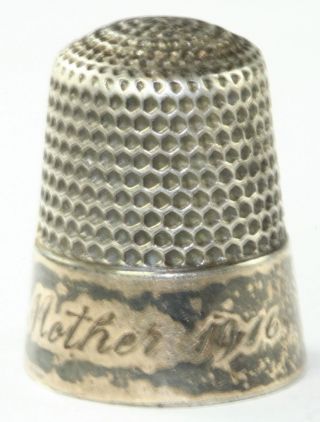 Antique 14k Gold On Sterling Silver Mother 1916 Thimble Star Hallmark photo