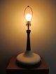 1960s Retro Midcentury Modern Orange Peel Texture Pottery Table Lamp Walnut Neck Mid-Century Modernism photo 3