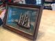 Very Rare Maritime Hand Carved Ship Diorama Signed And Dated August 18,  1885 Folk Art photo 2