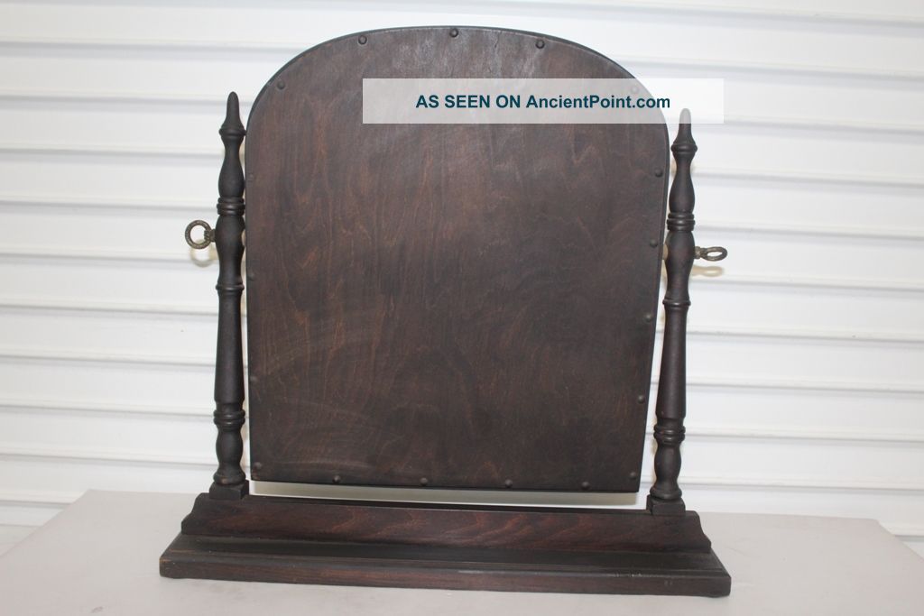 Antique Furniture Company Vanity Table Mirror With Wood Stand & Frame 1900-1950 photo