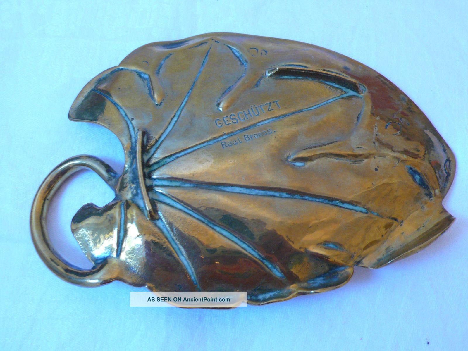 Geschutzt Bronze Art Nouveau Style Japonica Leaf Pattern Tray Austrian Art Nouveau photo