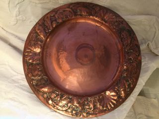 Art Nouveau Copper Charger Depicting Fish Seaweed And Shells photo
