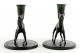 A Swedish Art Deco Patinated Bronze Nils Fougstedt Deer Candlesticks 30s Art Deco photo 1